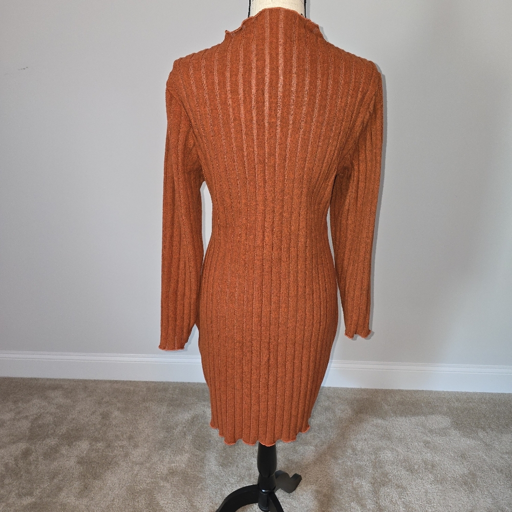 Rust Orange Ribbed Knit Dress - Picture 4 of 4